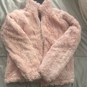 Reversible jacket Black waterproof puffer/pink fur. Like New! Perfect condition